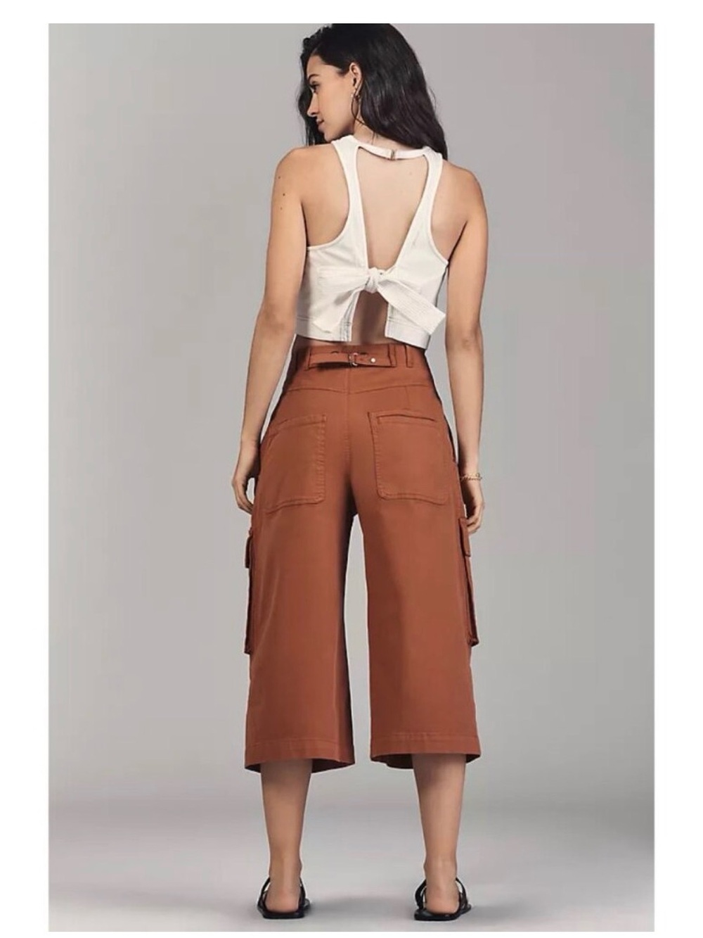 Anthropologie Rust-Brown Cargo Bermuda Shorts - Picture 2 of 11